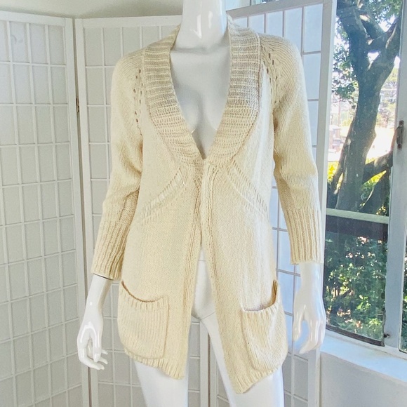 M.PATMOS Open Front Cotton Patch Pocket Sweater, M. - Picture 1 of 4